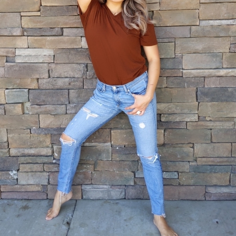 Rag & Bone Womens Light Wash Ripped Denim Skinny J